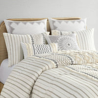 HKM-574291 Aztec Print Cotton Duvet Cover Set for King/Cal King with Tufted Chenille & 2 Matching Shams