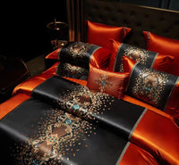 HKM-574291 Silk Cotton Embroidery Four-Piece Bedding Set with Duvet Cover and Pillowcases
