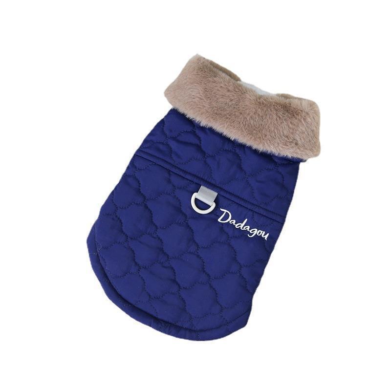 HKM-574291 Warm Cotton-Padded Vest for Cats and Puppies with Fur Collar - Multiple Colors Available