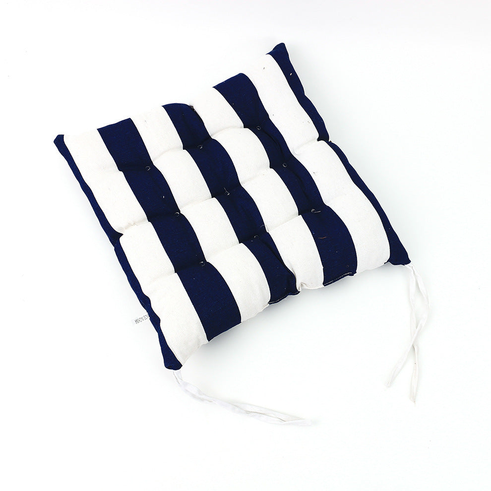 HKM-574355 Breathable Canvas Dining Chair Cushion with Striped Pattern – Available in Pink, Navy Blue, and Orange, 45x45cm
