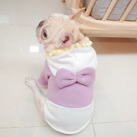 HKM-574483 Purple Fleece Bow Sweater for Dogs - Autumn & Winter Wear, Size S/M/L/XL