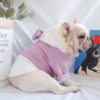 HKM-574483 Purple Fleece Bow Sweater for Dogs - Autumn & Winter Wear, Size S/M/L/XL
