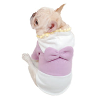 HKM-574483 Purple Fleece Bow Sweater for Dogs - Autumn & Winter Wear, Size S/M/L/XL
