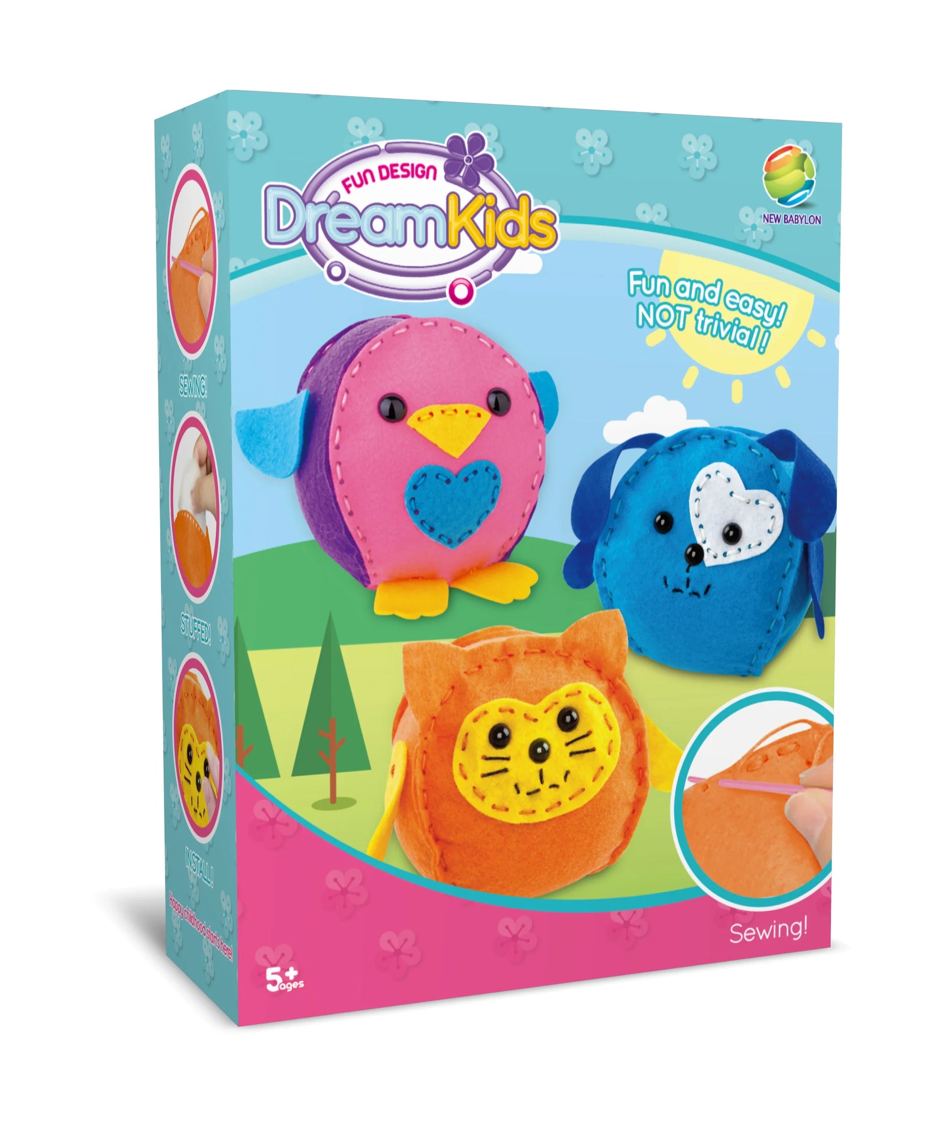 HKM-574547 Handmade DIY Animal Plush Doll Sewing Kit for Preschool - Educational Fabric Art Toy