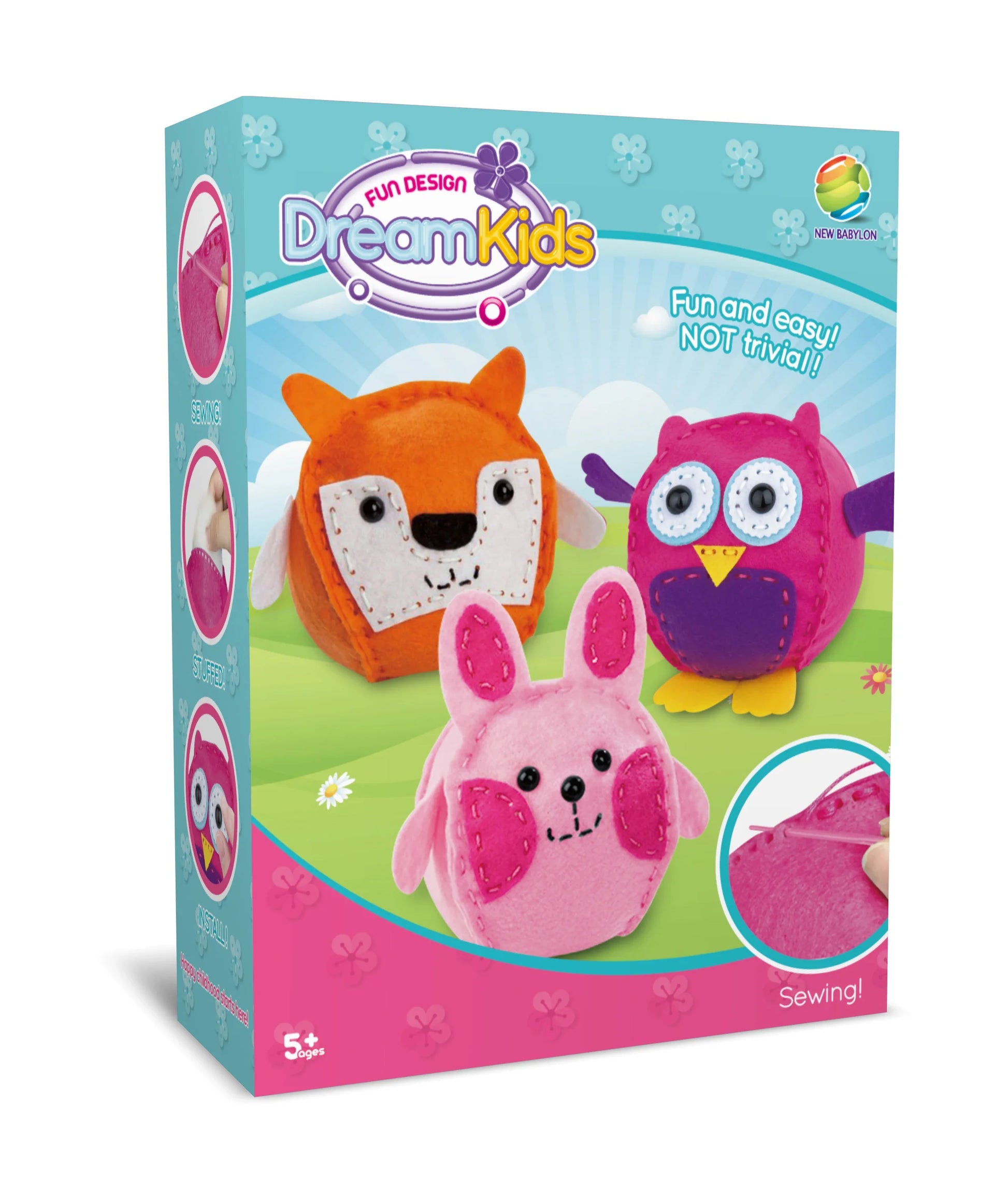 HKM-574547 Handmade DIY Animal Plush Doll Sewing Kit for Preschool - Educational Fabric Art Toy