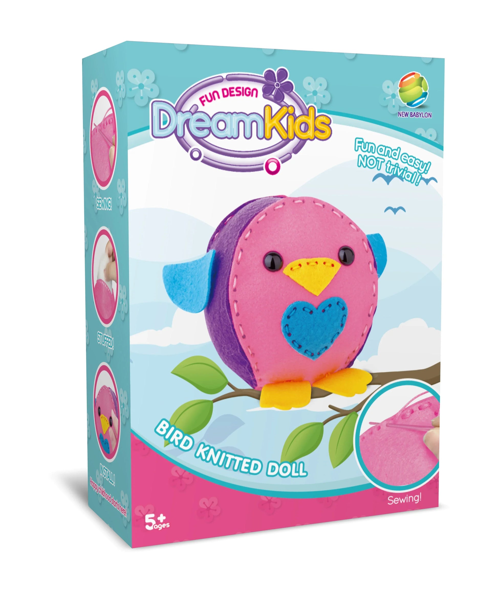 HKM-574547 Handmade DIY Animal Plush Doll Sewing Kit for Preschool - Educational Fabric Art Toy