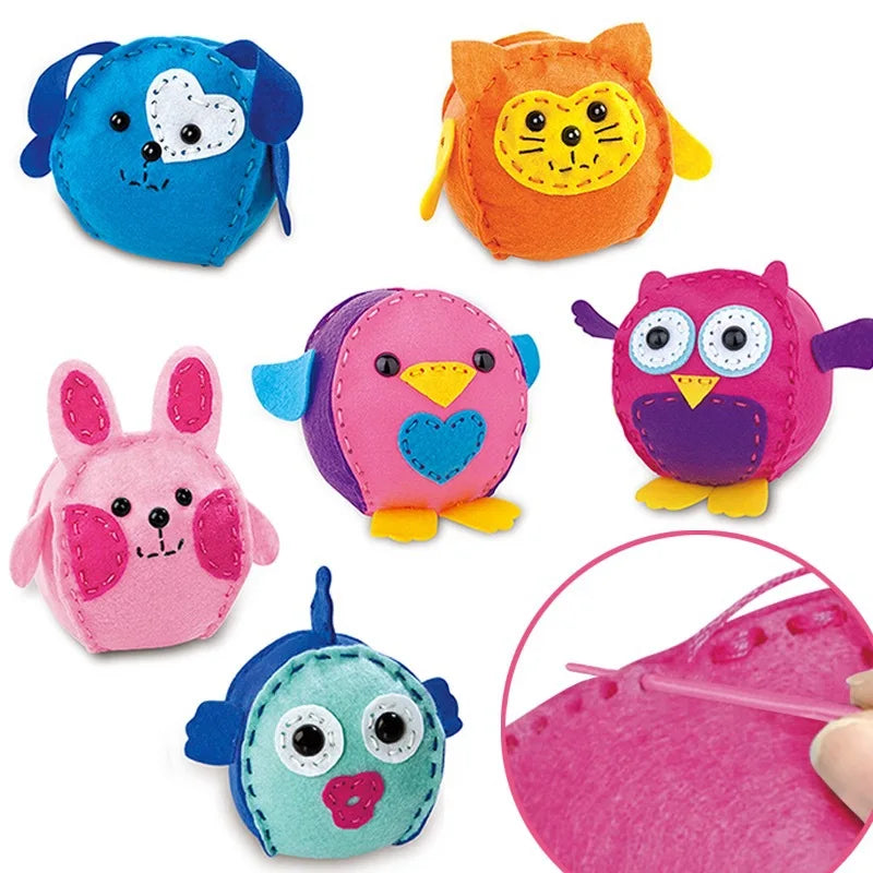 HKM-574547 Handmade DIY Animal Plush Doll Sewing Kit for Preschool - Educational Fabric Art Toy