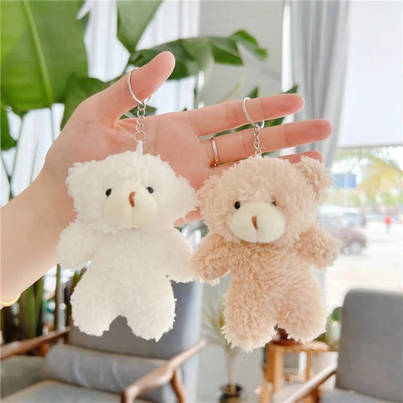 KTX-574803 Adorable Plush Teddy Bear Keychain for Kids - Soft Cartoon Doll Pendant