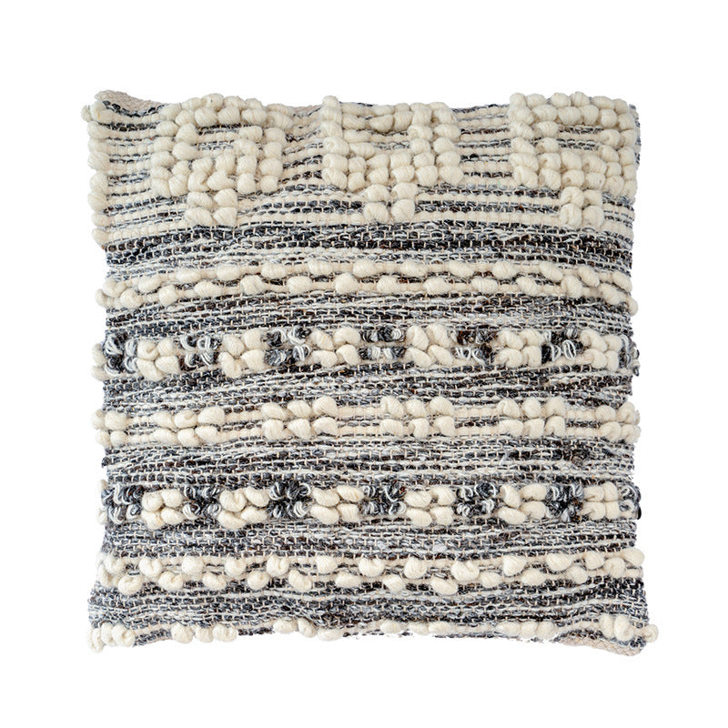 HKM-574803 Black Wool Tassel Cushion Pillowcase in Fashion Casual Style