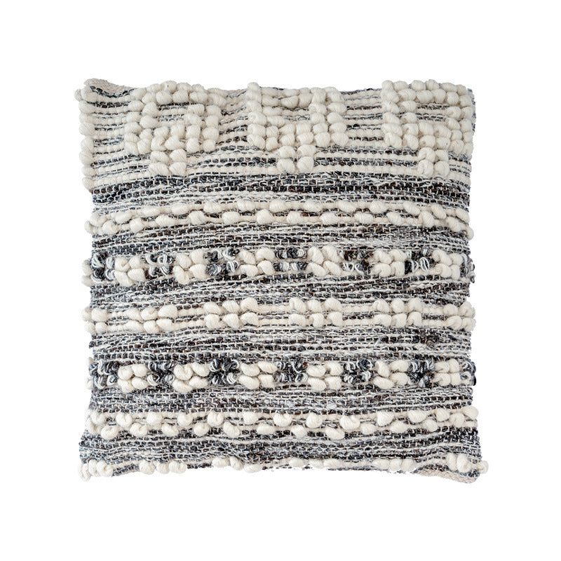HKM-574803 Black Wool Tassel Cushion Pillowcase in Fashion Casual Style