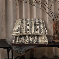 HKM-574803 Black Wool Tassel Cushion Pillowcase in Fashion Casual Style