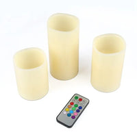 HKM-574931 Flameless LED Votive Candle Set with Remote Control and Timer – 3 Pack, Real Wax, Multiple Color Options