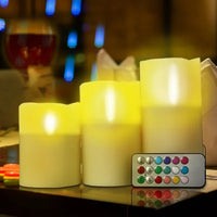 HKM-574931 Flameless LED Votive Candle Set with Remote Control and Timer – 3 Pack, Real Wax, Multiple Color Options