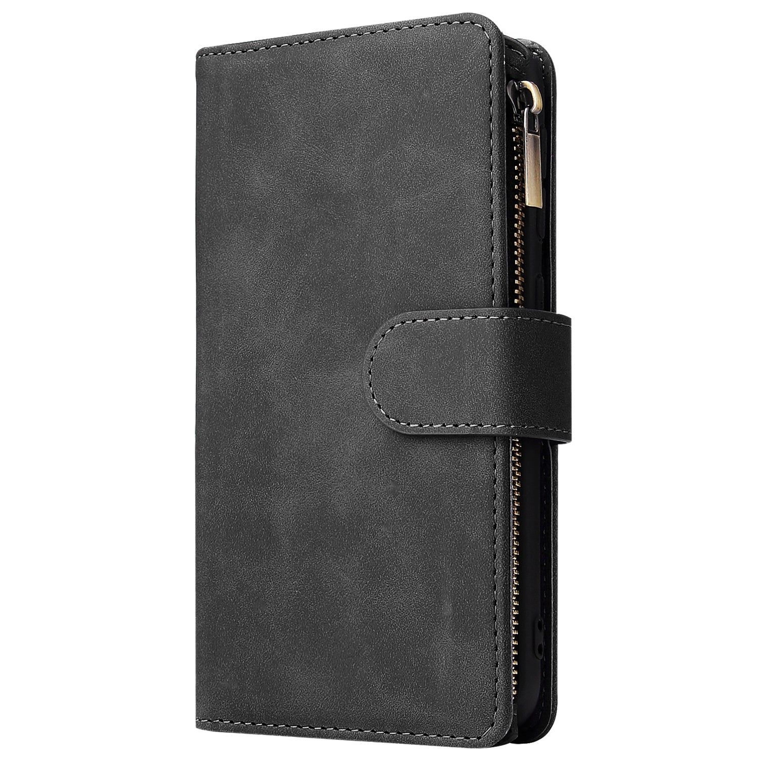 HKM-575059 Retro Frosted Leather Zipper Wallet Case for Samsung Devices