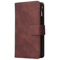 HKM-575059 Retro Frosted Leather Zipper Wallet Case for Samsung Devices