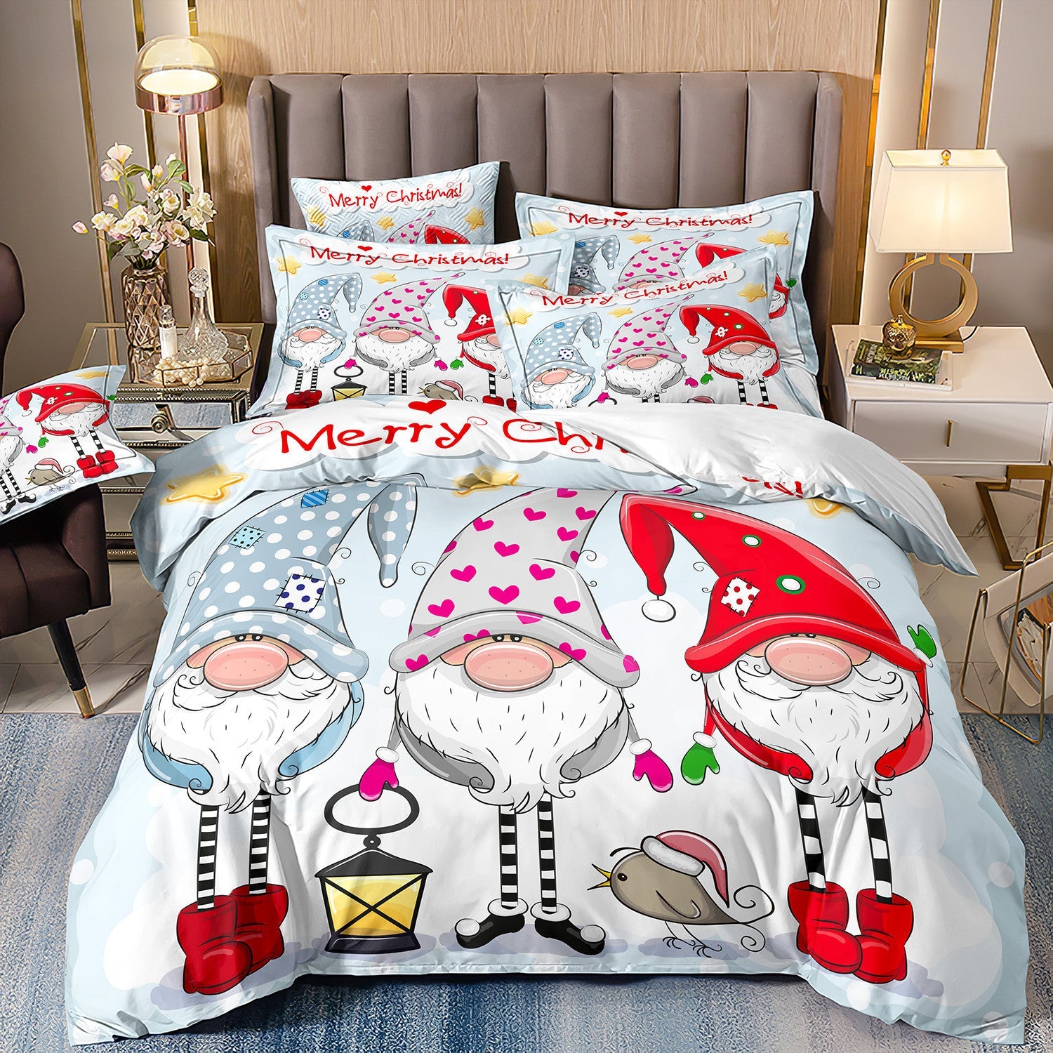 HKM-575123 Cartoon Frog and Salamander Three-Piece Kids Bedding Set, Available in Multiple Sizes