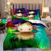 HKM-575123 Cartoon Frog and Salamander Three-Piece Kids Bedding Set, Available in Multiple Sizes
