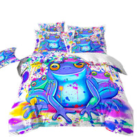 HKM-575123 Cartoon Frog and Salamander Three-Piece Kids Bedding Set, Available in Multiple Sizes