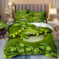 HKM-575123 Cartoon Frog and Salamander Three-Piece Kids Bedding Set, Available in Multiple Sizes