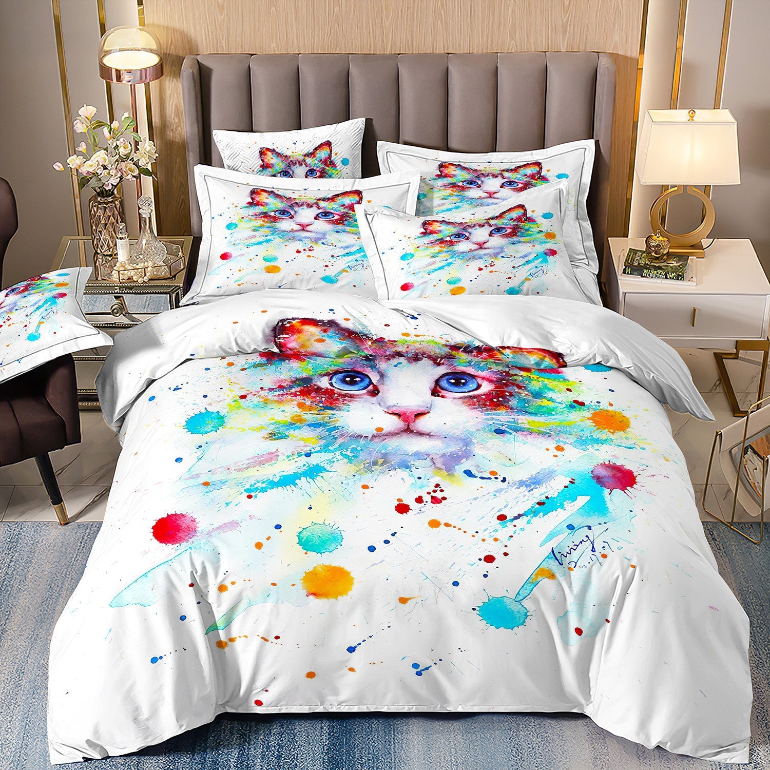 HKM-575123 Cartoon Frog and Salamander Three-Piece Kids Bedding Set, Available in Multiple Sizes