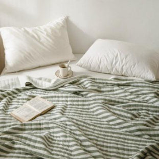 HKM-575123 Japanese Pure Cotton Summer Quilt in Various Striped Designs for Air Conditioning and Warm Nights