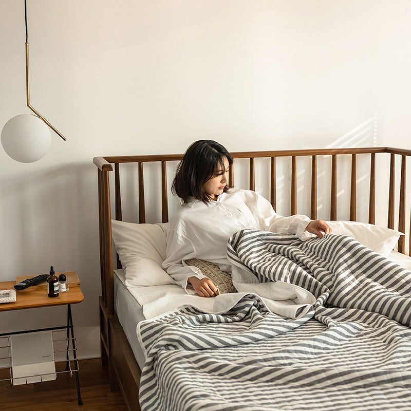 HKM-575123 Japanese Pure Cotton Summer Quilt in Various Striped Designs for Air Conditioning and Warm Nights