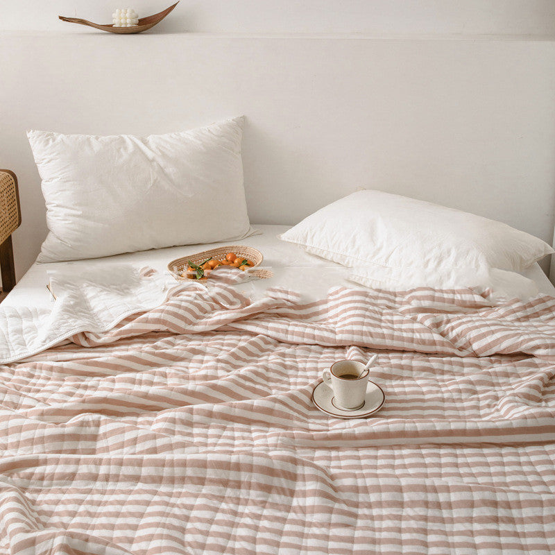 HKM-575123 Japanese Pure Cotton Summer Quilt in Various Striped Designs for Air Conditioning and Warm Nights