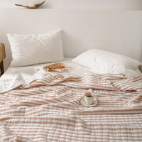 HKM-575123 Japanese Pure Cotton Summer Quilt in Various Striped Designs for Air Conditioning and Warm Nights