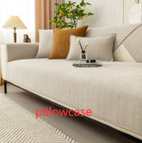 HKM-575187 Chenille Non-Slip Universal Sofa Cover with Plant and Flower Design in Herringbone Patterns