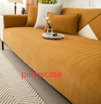 HKM-575187 Chenille Non-Slip Universal Sofa Cover with Plant and Flower Design in Herringbone Patterns