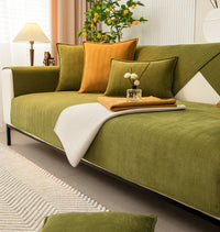 HKM-575187 Chenille Non-Slip Universal Sofa Cover with Plant and Flower Design in Herringbone Patterns