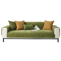 HKM-575187 Chenille Non-Slip Universal Sofa Cover with Plant and Flower Design in Herringbone Patterns