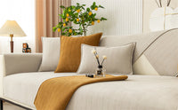 HKM-575187 Chenille Non-Slip Universal Sofa Cover with Plant and Flower Design in Herringbone Patterns