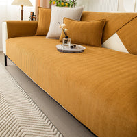 HKM-575187 Chenille Non-Slip Universal Sofa Cover with Plant and Flower Design in Herringbone Patterns