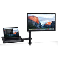 HKM-575187 Multi-function Metal Dual Screen Monitor Stand for Laptop and Keyboard, Black