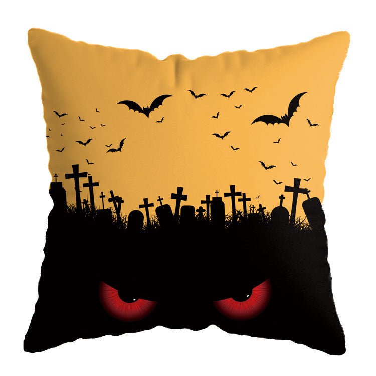 HKM-575251 Linen Skull Halloween Pillow Cover - 45x45cm Decorative Cushion Case