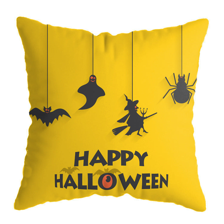HKM-575251 Linen Skull Halloween Pillow Cover - 45x45cm Decorative Cushion Case