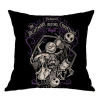 HKM-575251 Linen Skull Halloween Pillow Cover - 45x45cm Decorative Cushion Case
