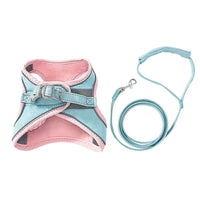 HKM-575315 Reflective Cat Harness with Pulling Rope - Adjustable Sizes S to XXL in Blue, Pink, Orange, Green