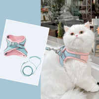 HKM-575315 Reflective Cat Harness with Pulling Rope - Adjustable Sizes S to XXL in Blue, Pink, Orange, Green
