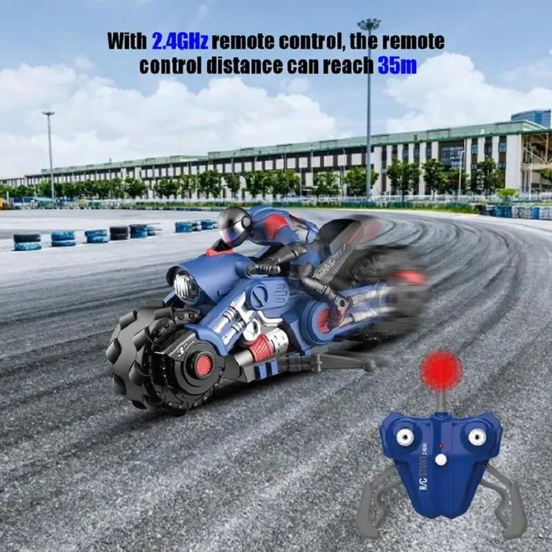 HKM-575379 Remote Control Drift Motorcycle Toy for Kids – 1:10 Scale Electric Motorcycle with 4 Channels, Indoor-Outdoor Use
