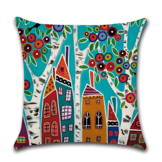 HKM-575507 Abstract Style Linen Pillowcase - 45x45cm Decorative Cushion Cover
