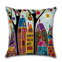 HKM-575507 Abstract Style Linen Pillowcase - 45x45cm Decorative Cushion Cover