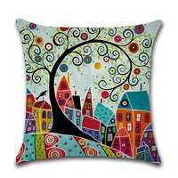 HKM-575507 Abstract Style Linen Pillowcase - 45x45cm Decorative Cushion Cover