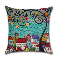 HKM-575507 Abstract Style Linen Pillowcase - 45x45cm Decorative Cushion Cover