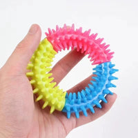 HKM-575571 TPR Rubber Three-color Thorn Ring Bite-resistant Toys