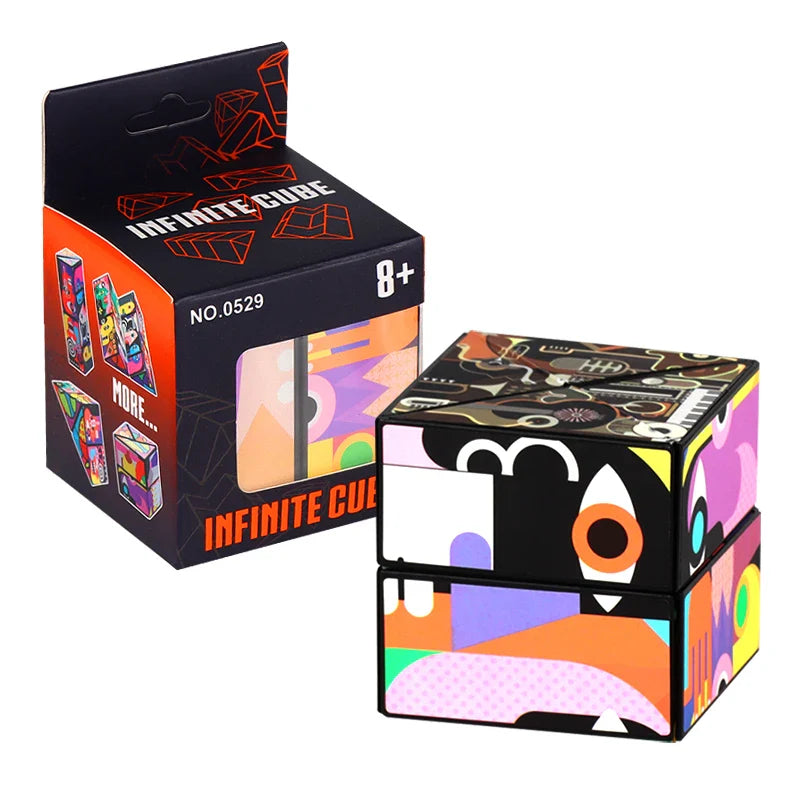HKM-575699 Infinity Cube Fidget Toy - Earth Moon Starry Sky Design, Colorful Shape Shifting Stress Relief Cube for All Ages