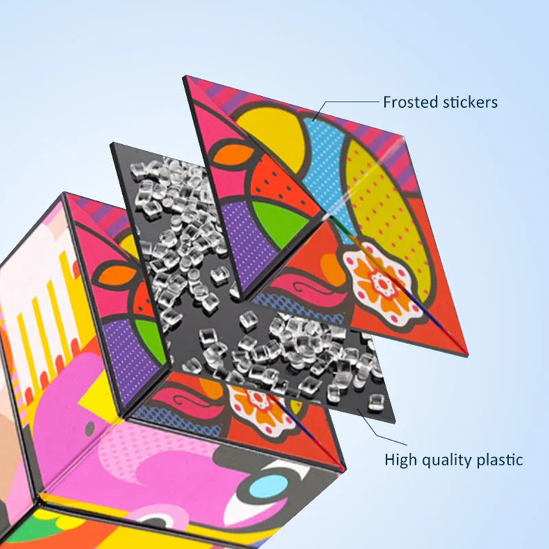 HKM-575699 Infinity Cube Fidget Toy - Earth Moon Starry Sky Design, Colorful Shape Shifting Stress Relief Cube for All Ages