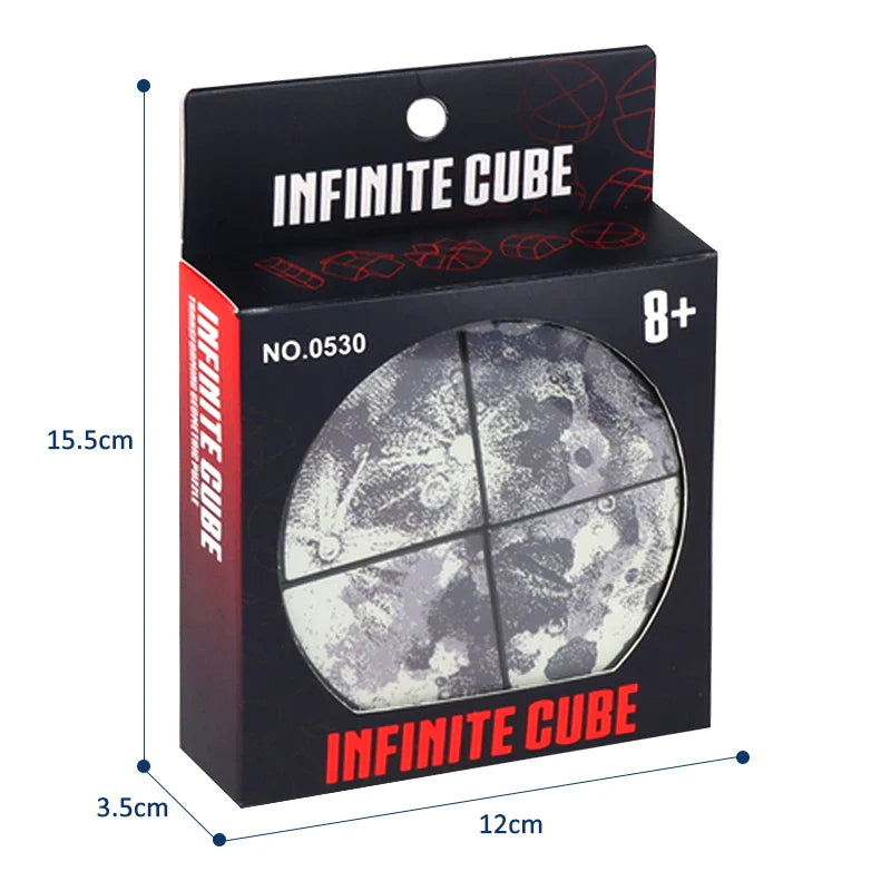 HKM-575699 Infinity Cube Fidget Toy - Earth Moon Starry Sky Design, Colorful Shape Shifting Stress Relief Cube for All Ages
