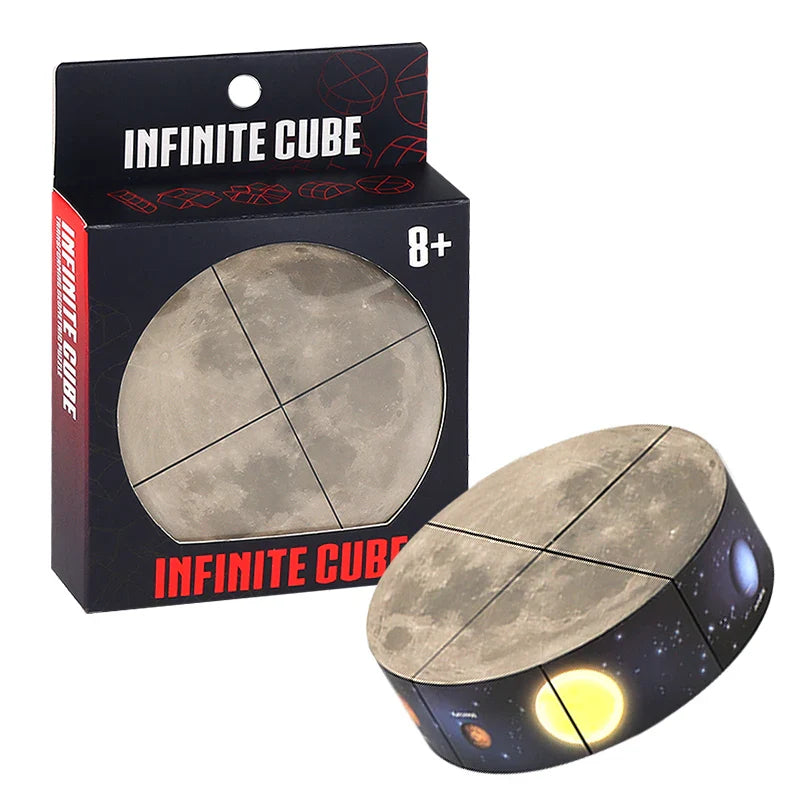 HKM-575699 Infinity Cube Fidget Toy - Earth Moon Starry Sky Design, Colorful Shape Shifting Stress Relief Cube for All Ages